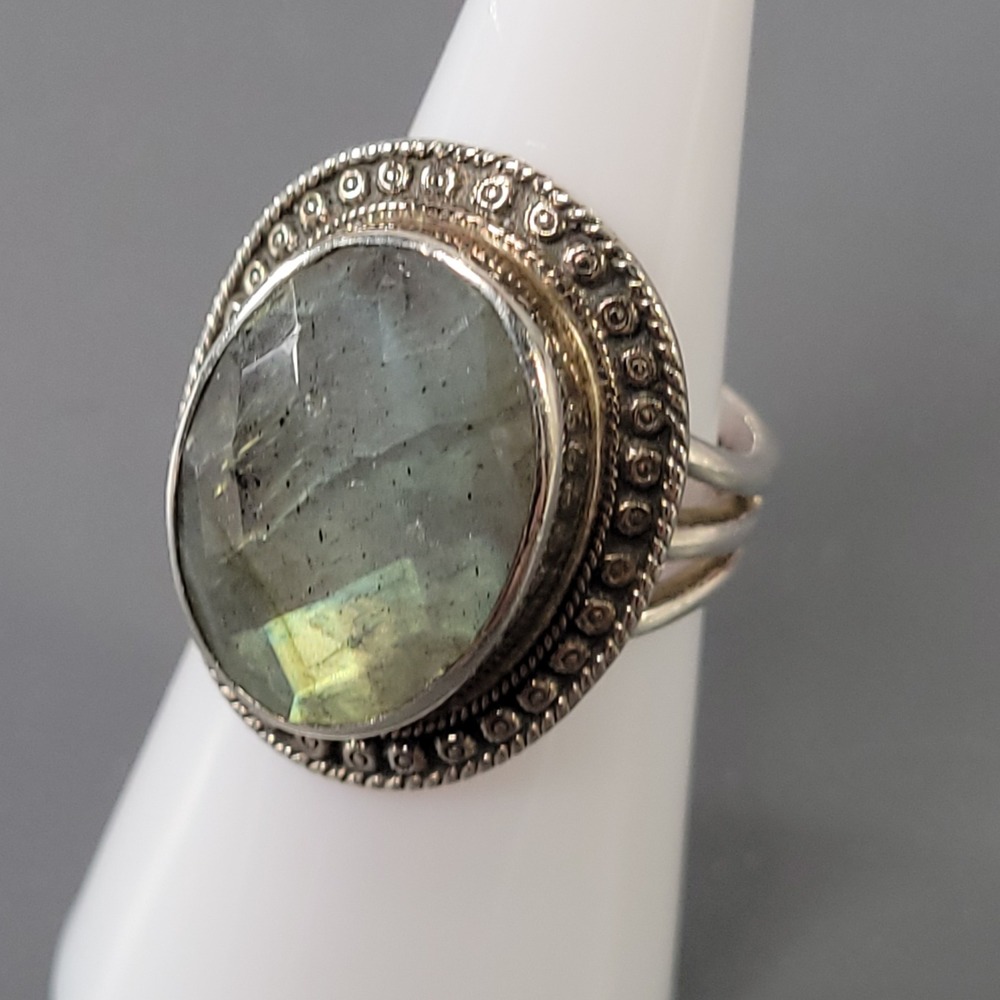 Nicky Butler Sterling Silver Ring 925 Blue Gray Statement Size 6.5 NB Signed